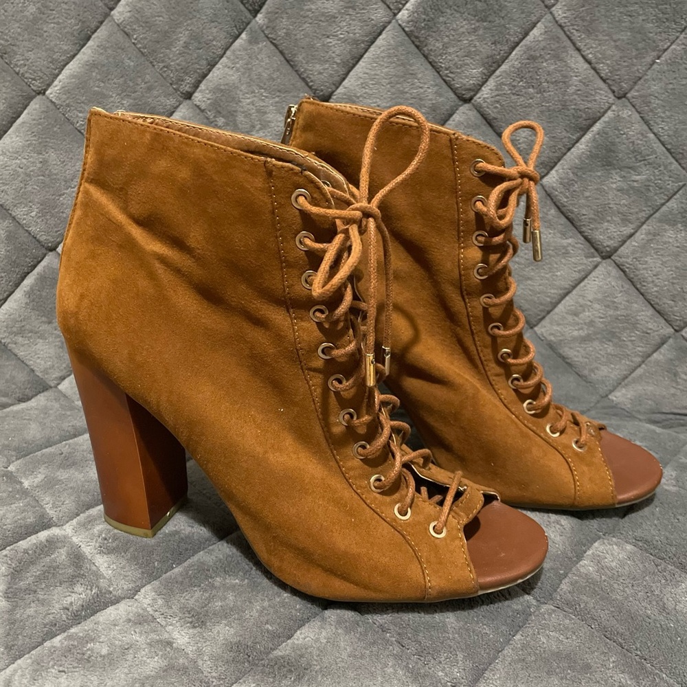 Suede Open Toe Booties - Picture 3 of 6